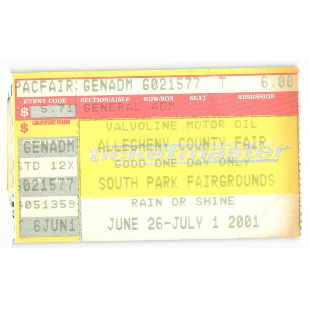 Vintage 2001 Allegheny County Fair Concert Ticket Stub Pittsburgh PA Monkees